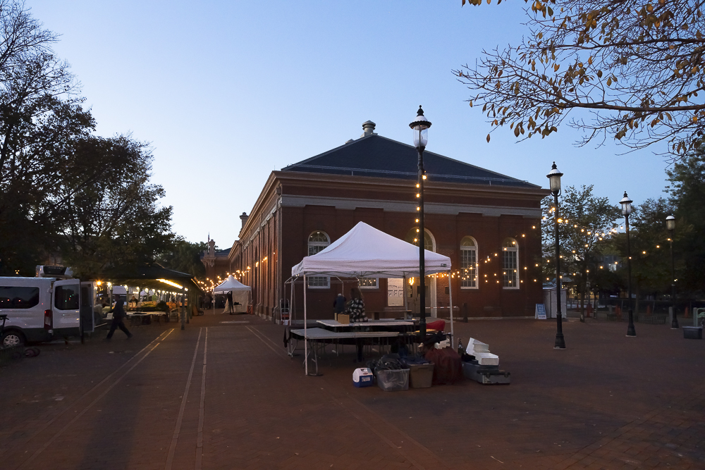 Vendors setting up around the North Hall of Eastern Market DC.